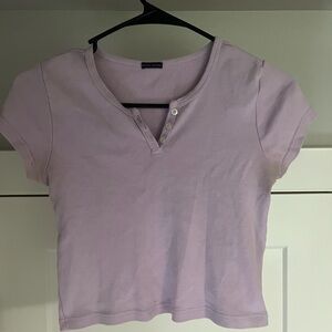 Brandy Melville Pink Fitted Polo Crop Tee
